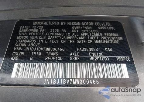 2021 Nissan Rogue Sport Sv Fwd Xtronic Cvt from USA, damaged, VIN JN1BJ1BV7MW300466